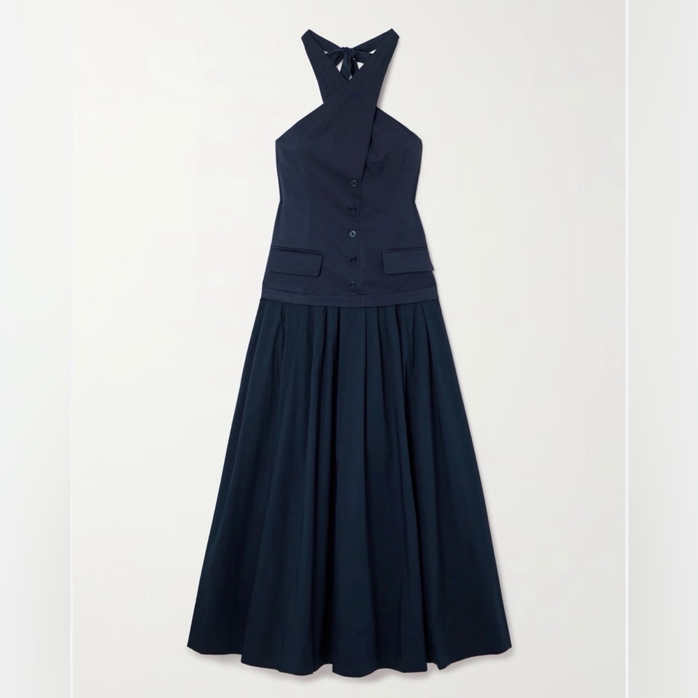 STAUD Harrington Chino and Poplin Maxi Dress